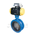 ISO14001 pneumatic stainless steel wafer butterfly valve rubber sealing flanged triple eccentric butterfly valve